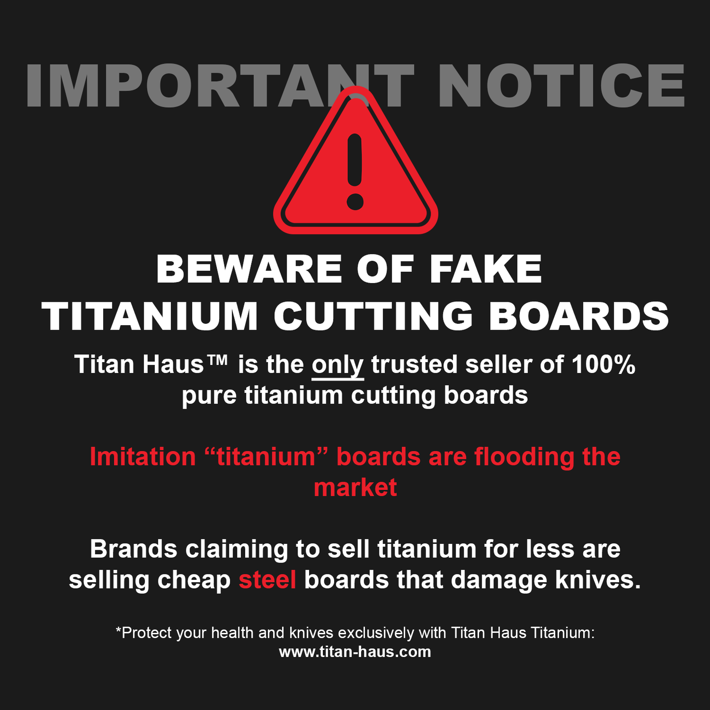 Certified Titan Haus™ Pure Titanium Cutting Board